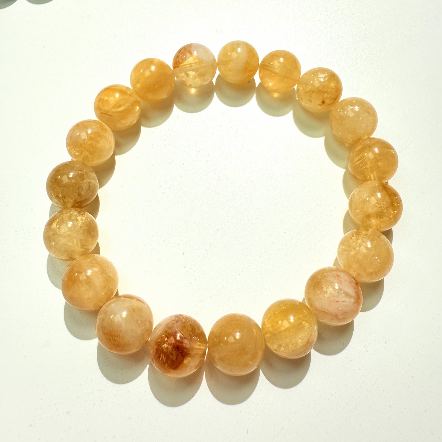 10mm yellow rabbit hair crystal bracelet