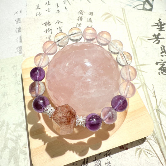 Natural white crystal lavender purple copper hair crystal shaped creative atmospheric bracelet