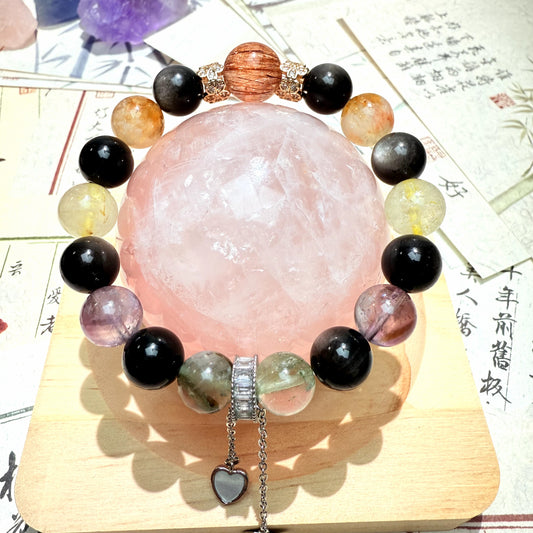 Natural amethyst topaz obsidian charm love creative bracelet
