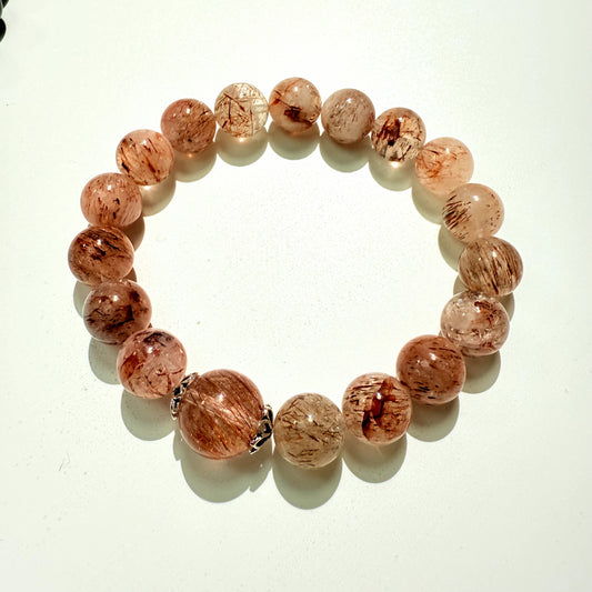 12mm copper hair crystal 10mm rabbit hair silver bracelet